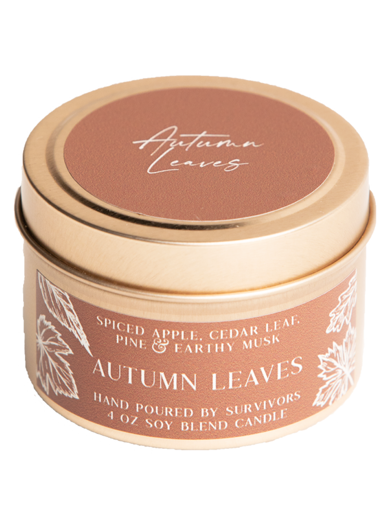 Autumn Leaves Tin Candle